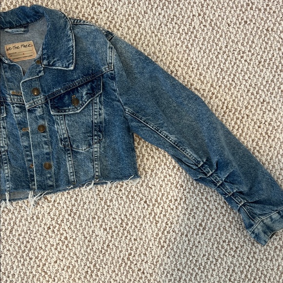 We The Free Distressed Blue Denim Jacket - Picture 4 of 6